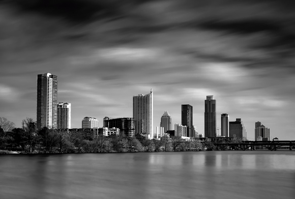Austin, skyline, "Austin Skyline", B&W, "black and white", cityscape, "long exposure", photography, photograph, photographer
